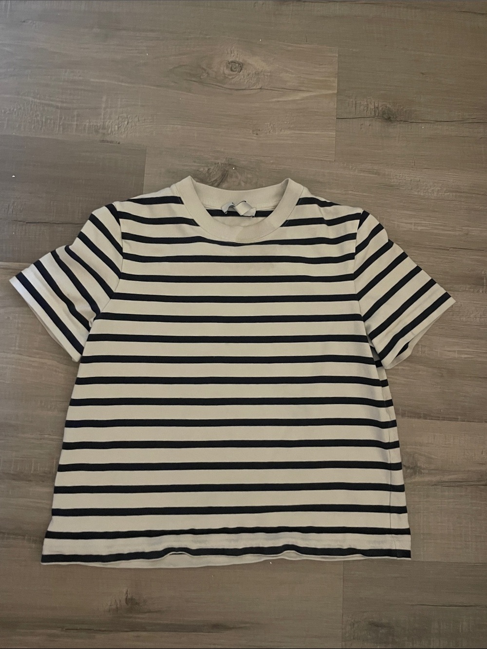 COS Black & White Striped Short Sleeve Crew Tee